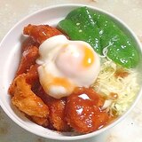 鶏屋さんのチキンカツで！味噌温玉カツ丼♪